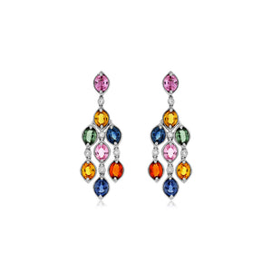 Fancy-Colored Sapphire Chandelier Drop Earrings