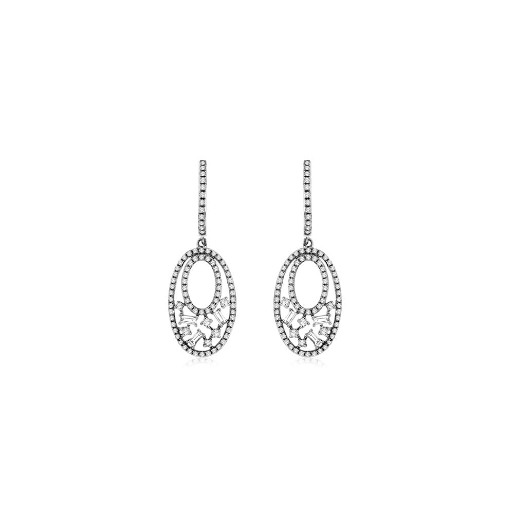 Diamond Mixed-Shape Drop Earrings