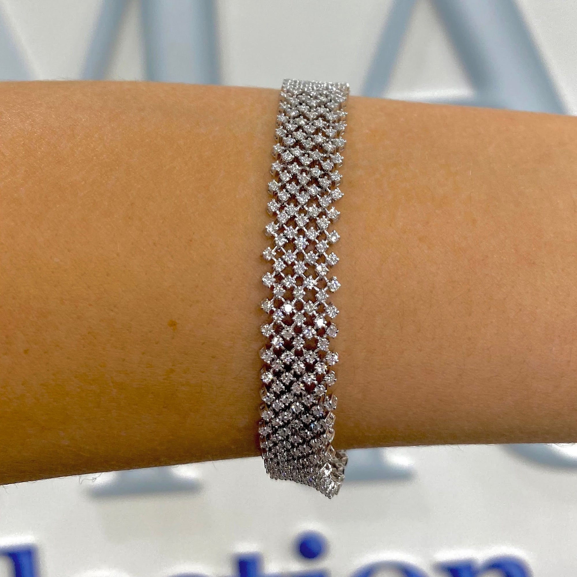 Diamond Interlink Bracelet, 4.75 Carat Total Weight in 14k White Gold