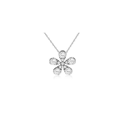 Diamond Petite Flora Necklace in 14k White Gold