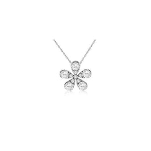 Diamond Petite Flora Necklace in 14k White Gold