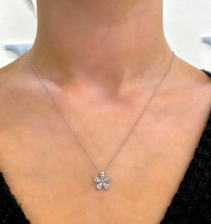 Diamond Petite Flora Necklace in 14k White Gold