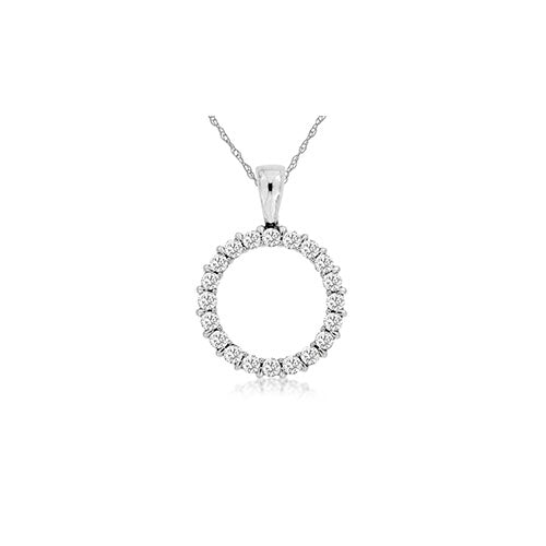 Diamond Eternity Open Circle Necklace in 14k White Gold