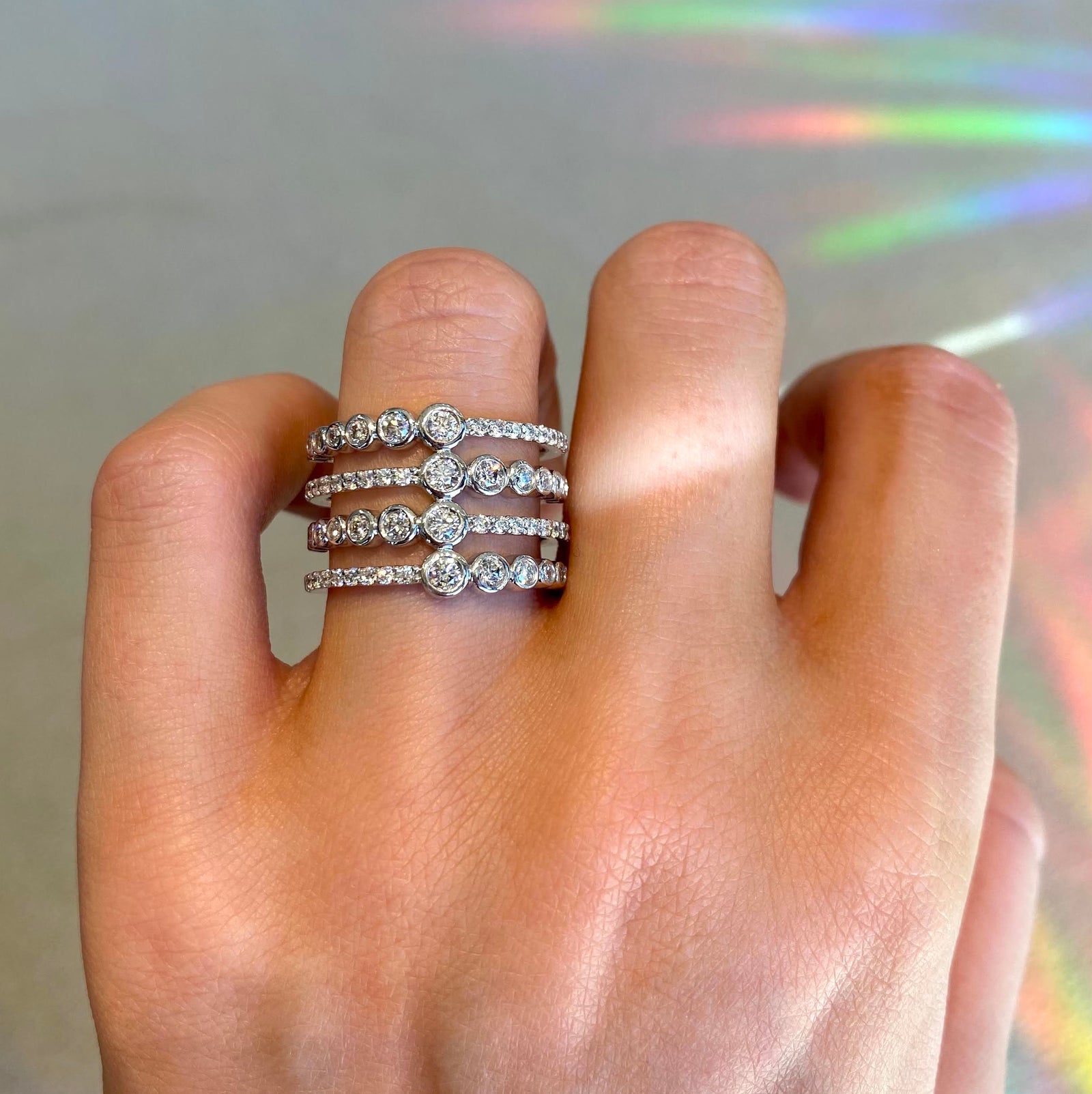 Diamond Bubble Multi-Band in 14k White Gold