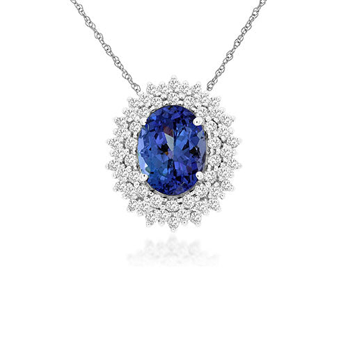 Tanzanite and Diamond Katherine Necklace in 14k White Gold