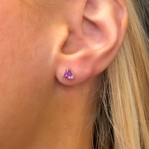 Pink Sapphire Trillion Stud Earrings - Talisman Collection Fine Jewelers
