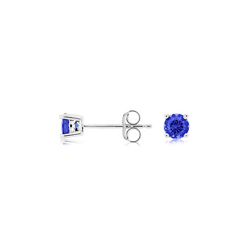 Tanzanite Stud Earrings, 0.50 Carat Total Weight in 14k White Gold