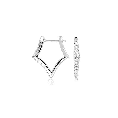 Diamond Starburst Hoop Earrings in 14k White Gold