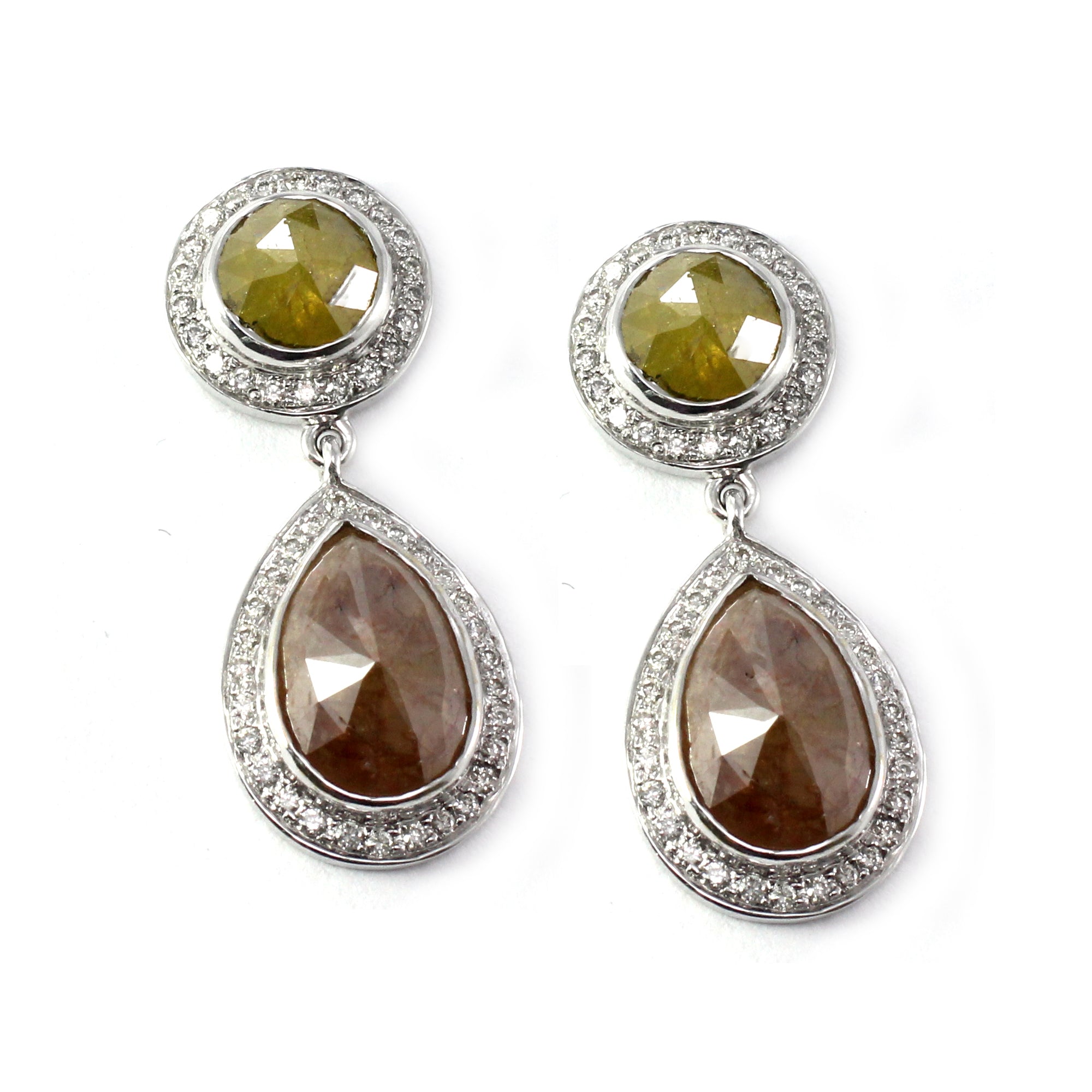 Natural Green and White Diamond Drop Earrings by Vivaan - Talisman Collection Fine Jewelers