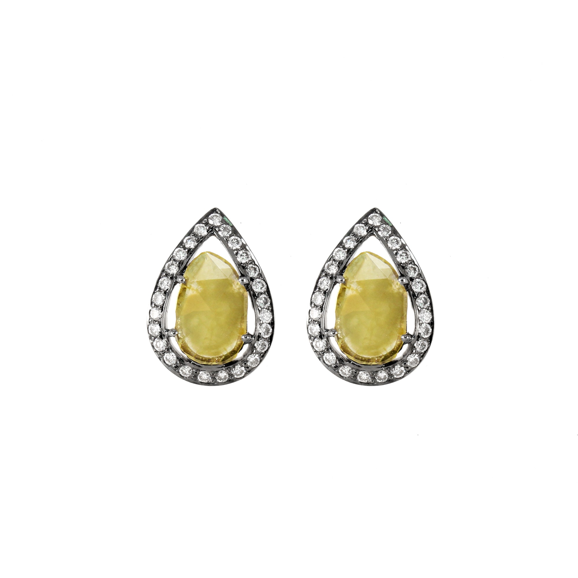Yellow Diamond Slice Stud Earrings by Vivaan - Talisman Collection Fine Jewelers
