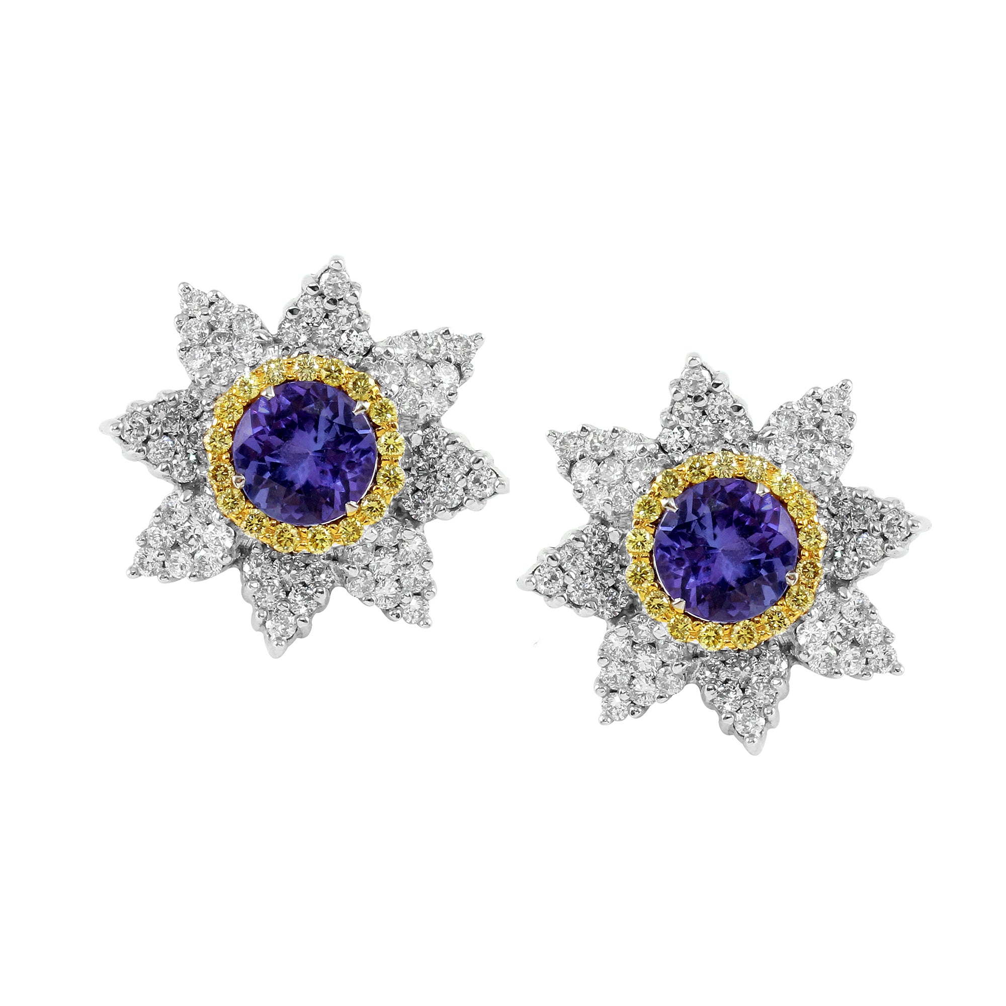 Tanzanite and Yellow Diamond Stud Earrings by Vivaan - Talisman Collection Fine Jewelers