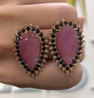 Pink Sapphire Slice Stud Earrings by Vivaan - Talisman Collection Fine Jewelers