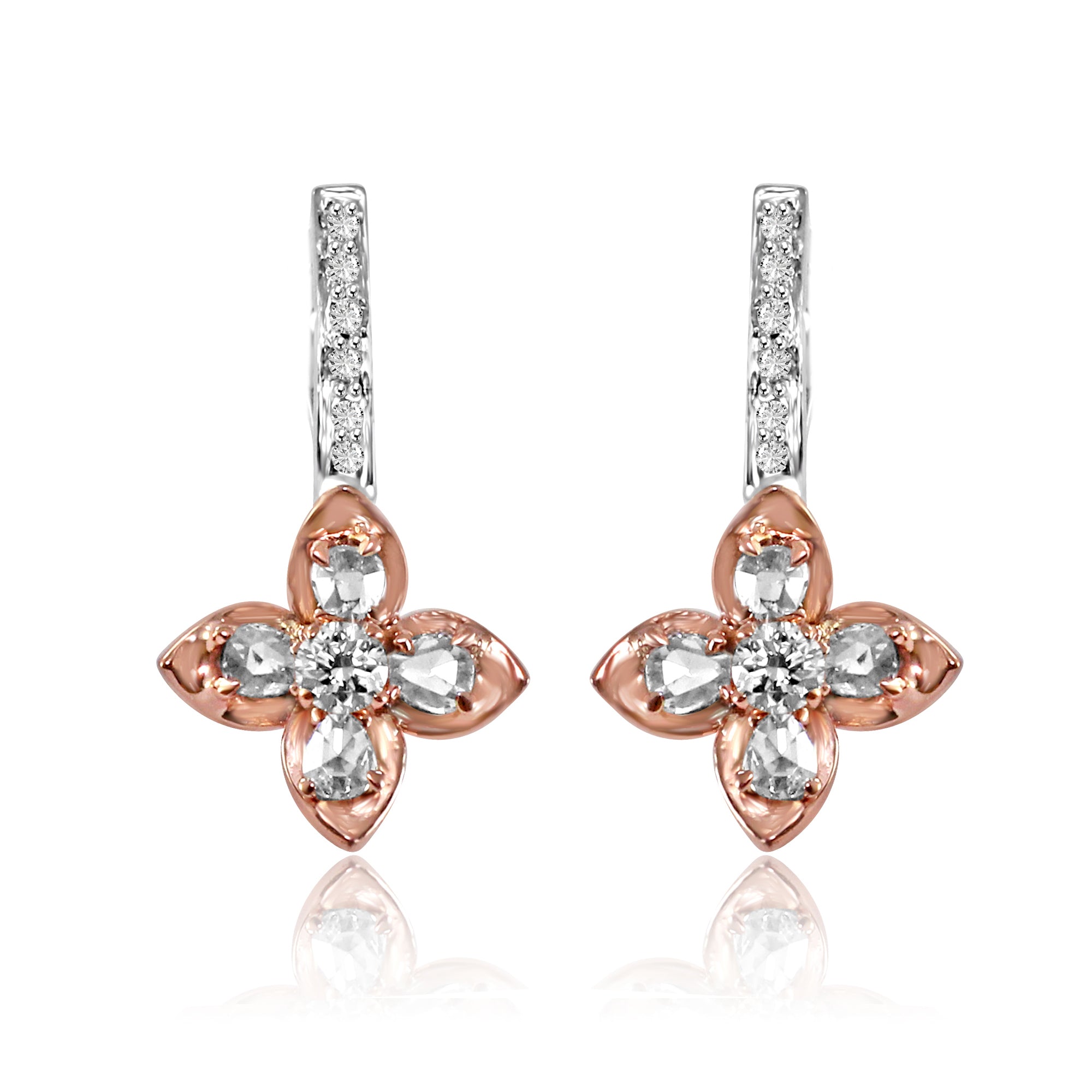 Rosecut Diamond Flower Drop Earrings by Vivaan - Talisman Collection Fine Jewelers