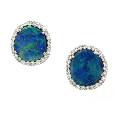 Black Opal and Diamond Stud Earrings by Vivaan - Talisman Collection Fine Jewelers