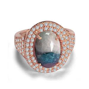Paraiba Tourmaline and Diamond Double Halo Ring by Vivaan - Talisman Collection Fine Jewelers