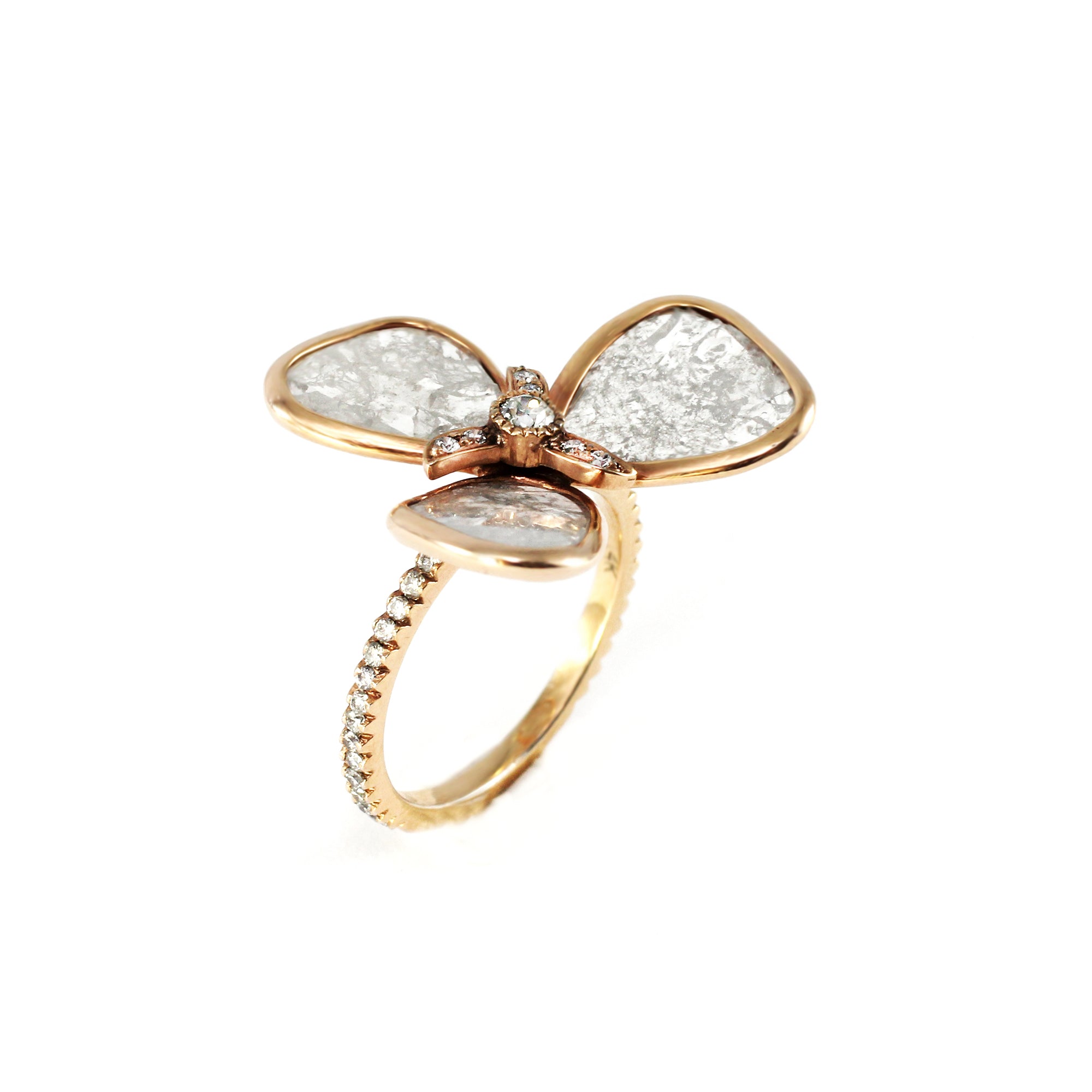 Grey Diamond Slice Flower Ring by Vivaan - Rose Gold - Talisman Collection Fine Jewelers