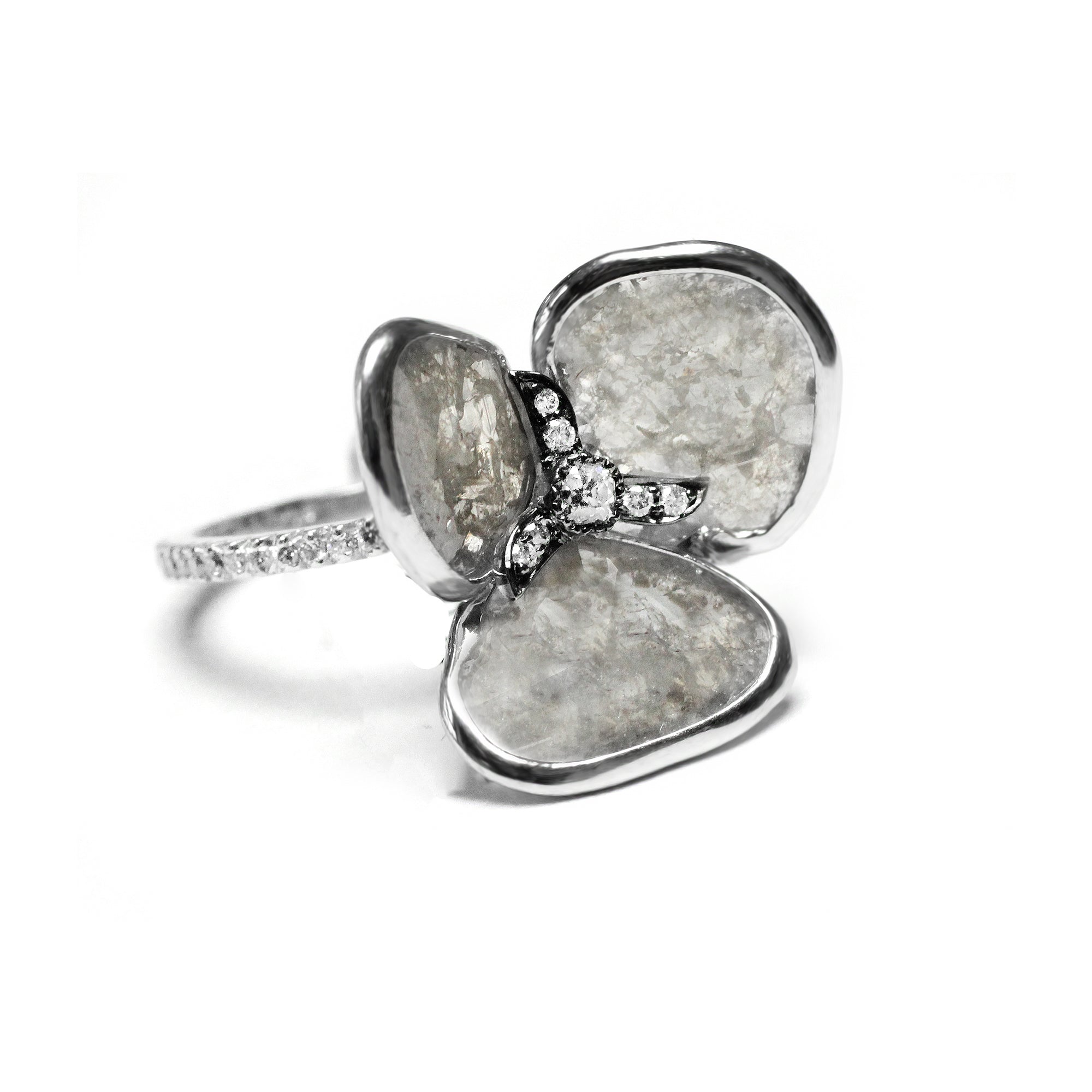 Grey Diamond Slice Flower Ring by Vivaan - White Gold - Talisman Collection Fine Jewelers