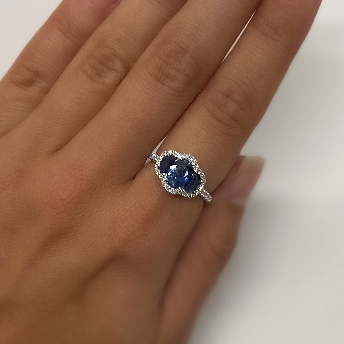 Blue Sapphire and Diamond Half Moon Ring by Yael - Talisman Collection Fine Jewelers