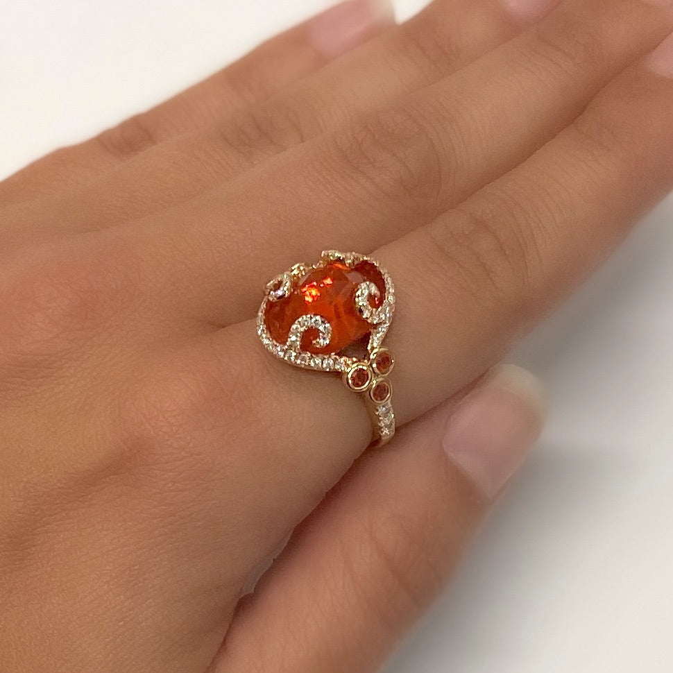 Fire Opal and Diamond Ring by Yael - Rose Gold - Talisman Collection Fine Jewelers