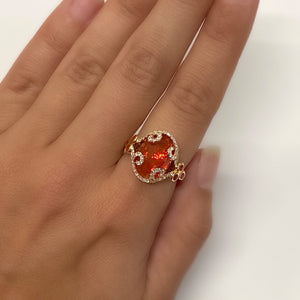 Fire Opal and Diamond Ring by Yael - Rose Gold - Talisman Collection Fine Jewelers