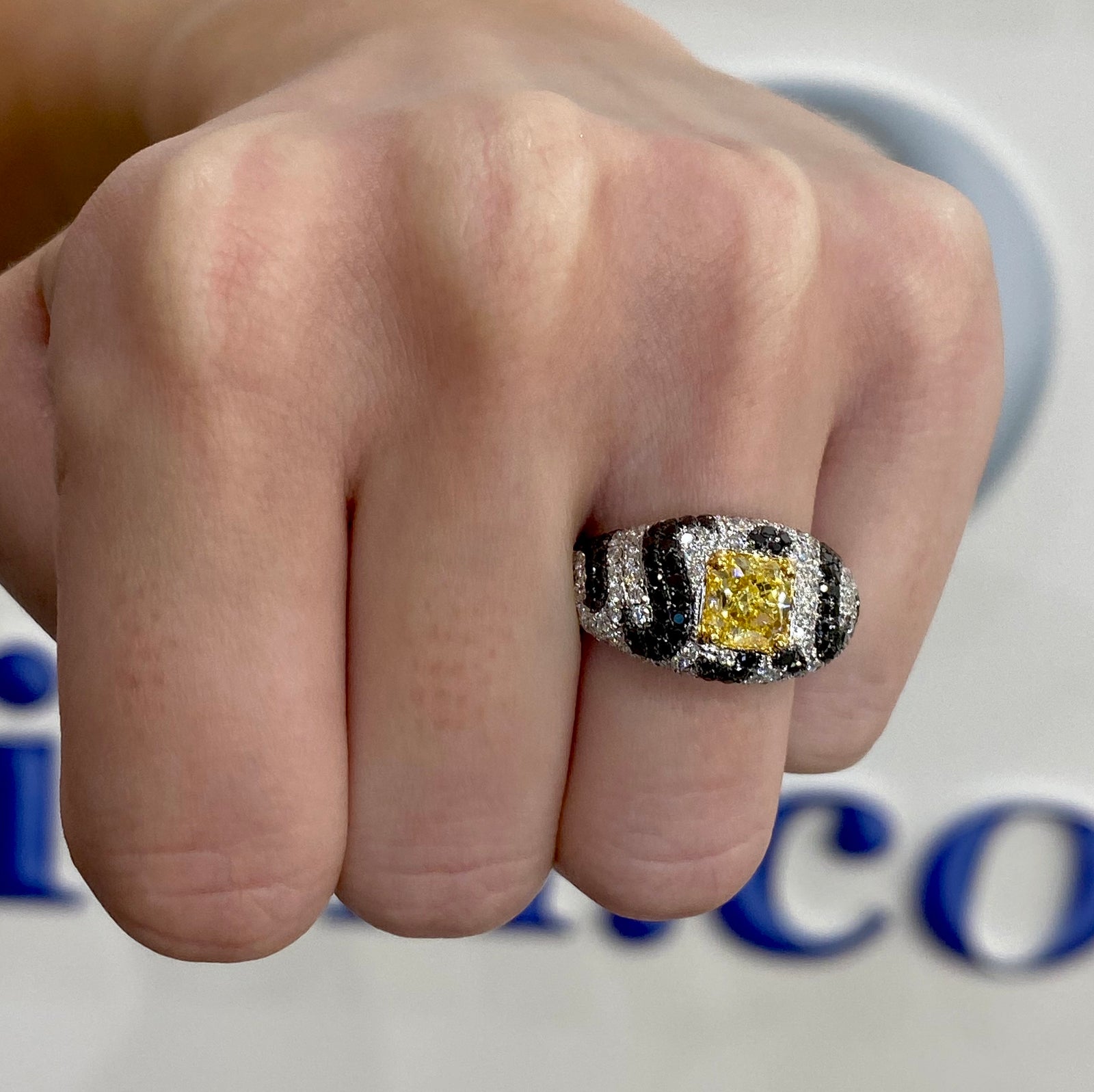 Yellow and Black Diamond Ring by Yael