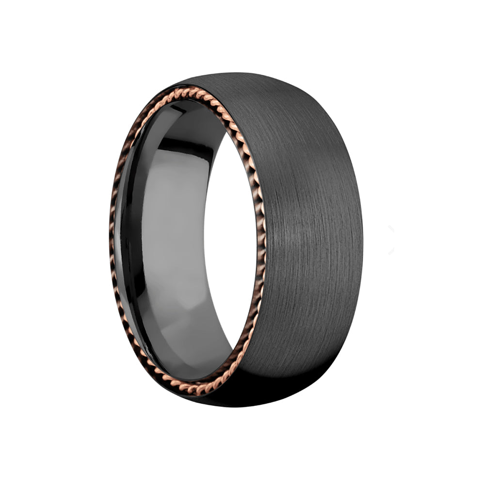 Black Zirconium Rope Detail Men's Band - Talisman Collection Fine Jewelers