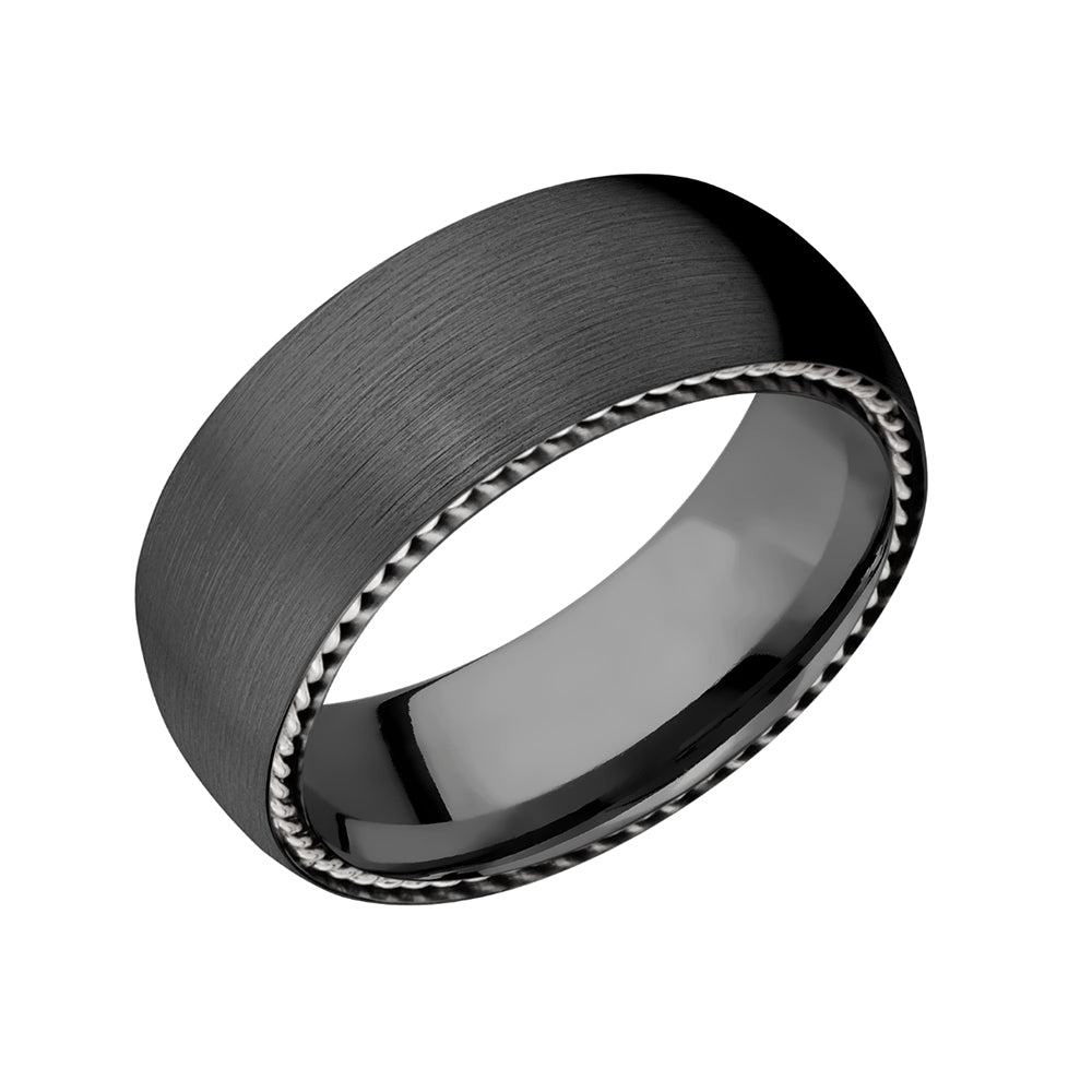 Black Zirconium Rope Detail Men's Band - Talisman Collection Fine Jewelers