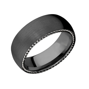 Black Zirconium Rope Detail Men's Band - Talisman Collection Fine Jewelers