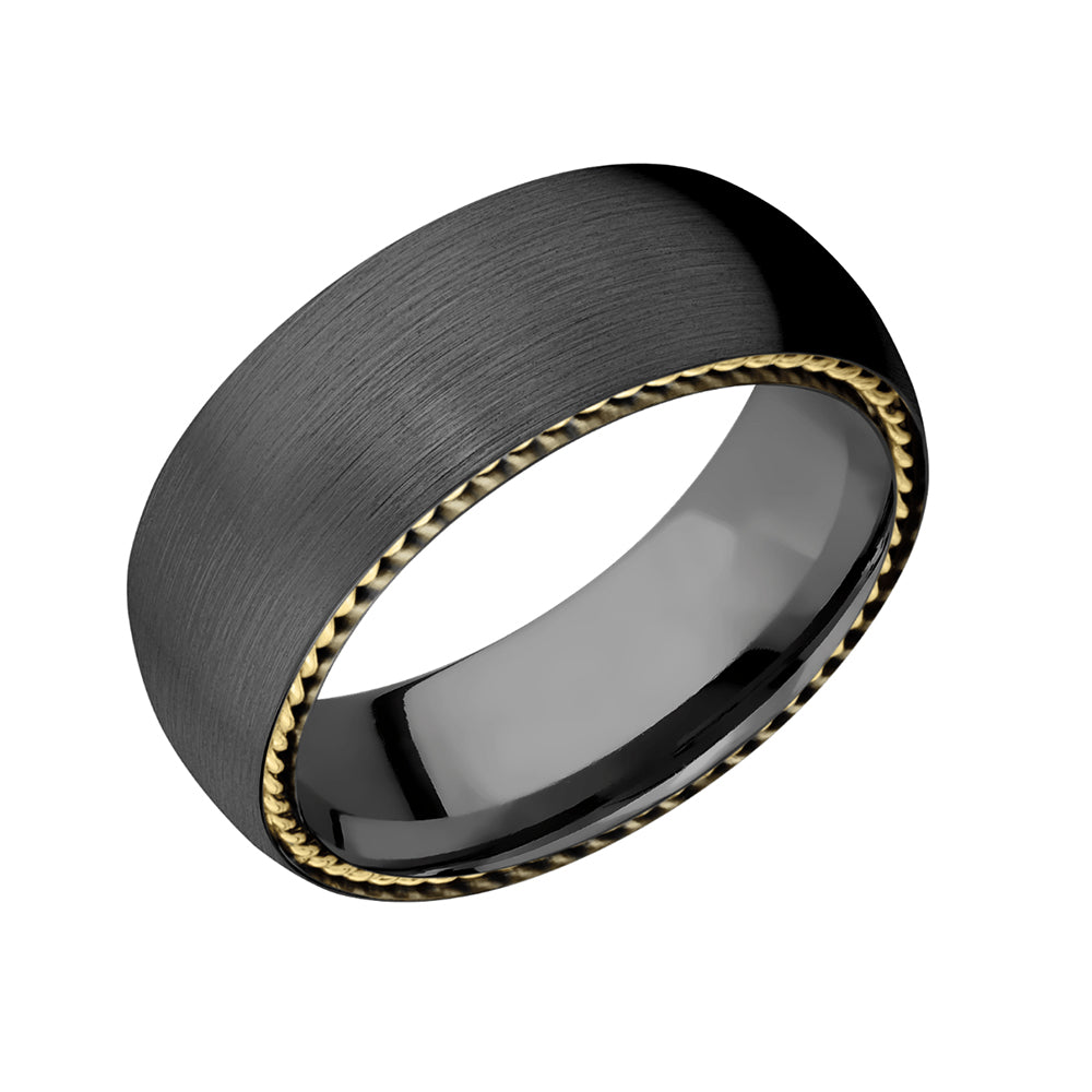 Black Zirconium Rope Detail Men's Band - Talisman Collection Fine Jewelers