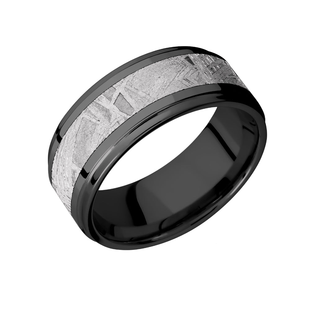 Black Zirconium and Meteorite Inlay Men's Band - Talisman Collection Fine Jewelers