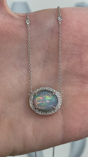 Opal and Diamond Necklace by Yael - White Gold