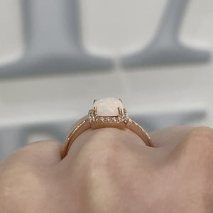 Opal and Diamond Aria Ring in 14k Rose Gold