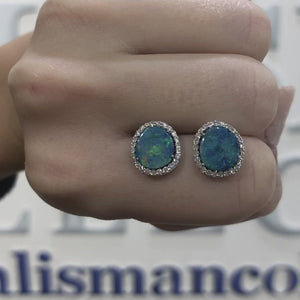 Black Opal and Diamond Stud Earrings by Vivaan
