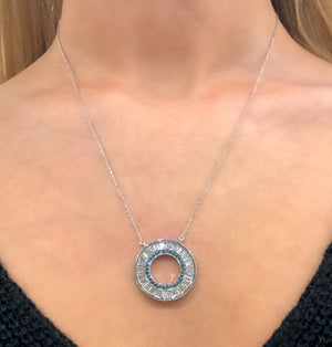 Diamond Sun Ray Necklace in White Diamond, Blue Diamond and Pink Diamond