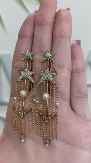 Pearl and Diamond "Cloud Dance" Earrings by Unhada