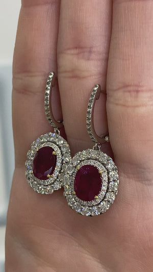 Ruby and Diamond Drop Earrings by Yael