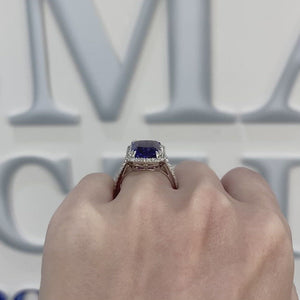 Emerald Cut Tanzanite and Diamond Ring by Yael