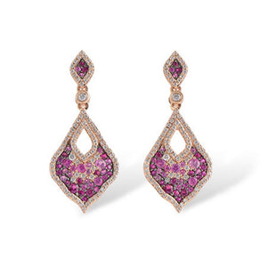 Pink Sapphire and Diamond Drop Earrings