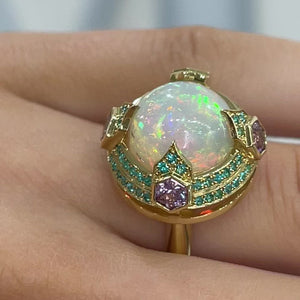 Opal and Paraiba Tourmaline Shield Ring by Meredith Young