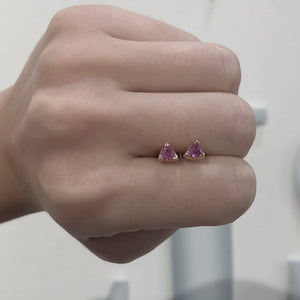 Pink Sapphire Trillion Stud Earrings