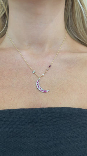 Ruby and Diamond "Bengal Moon" Necklace by Unhada