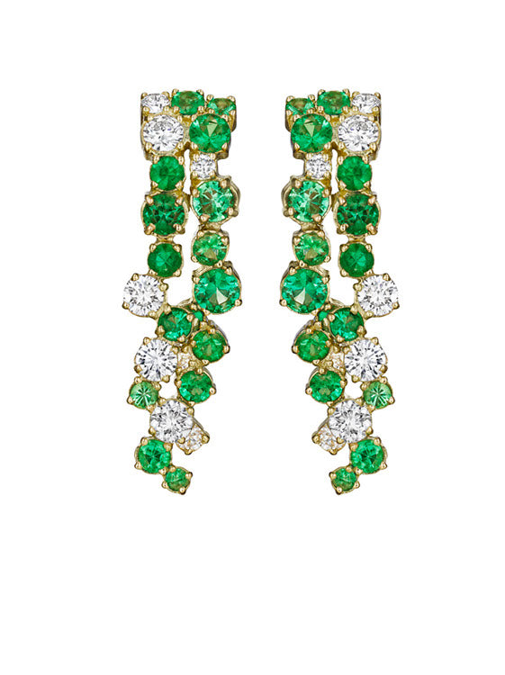 Melting Ice 18k Yellow Gold Emerald and Diamond Earrings by MadStone - Talisman Collection Fine Jewelers