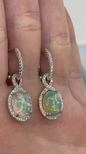 Opal and Diamond Drop Earrings by Yael