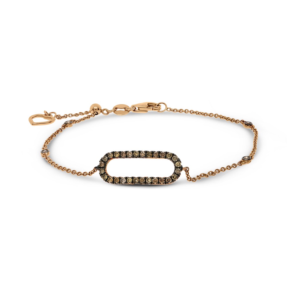 Champagne Diamond Ellipse Bracelet in 14k Rose Gold - Talisman Collection Fine Jewelers