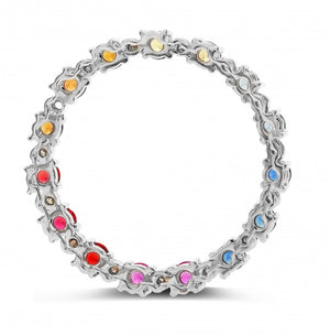 Rainbow Sapphire and Diamond Open Circle Necklace - Talisman Collection Fine Jewelers