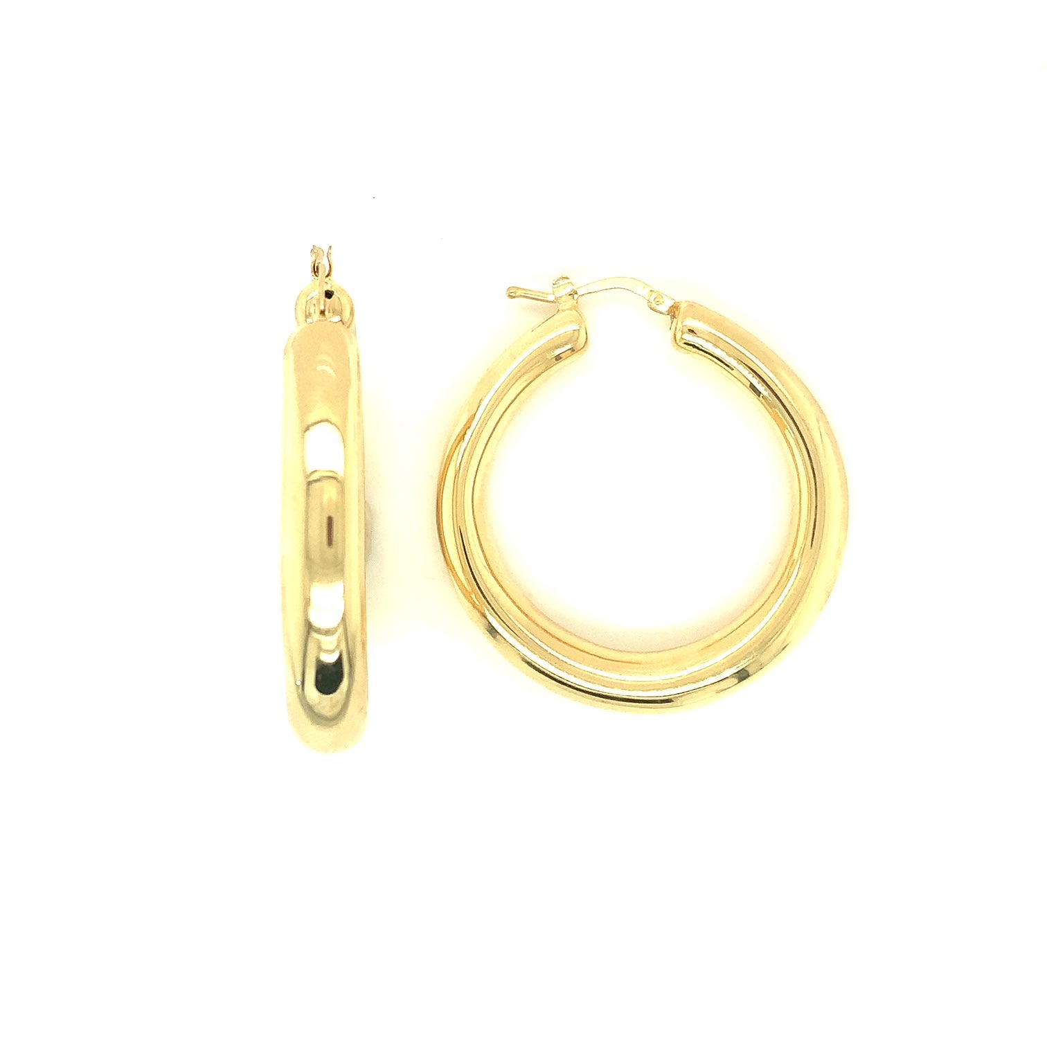 18k Yellow Gold Round Hoop Earrings by Lisa Nik