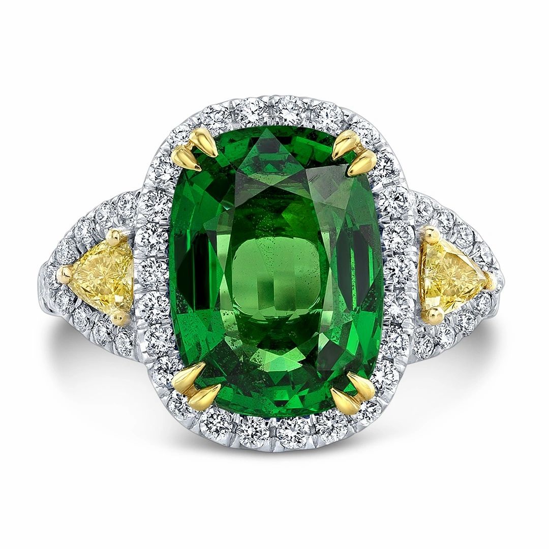 Tsavorite and Yellow Diamond, 18k Yellow and White Gold Ring - Talisman Collection Fine Jewelers