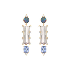 Morganite, Tanzanite and Boulder Opal Earrings by Eden Presley