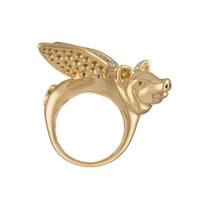 Diamond Flying Pig Ring by Eden Presley