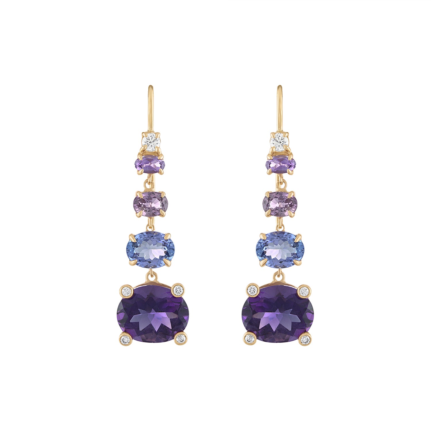 Amethyst and Tanzanite Drop Earrings by Eden Presley